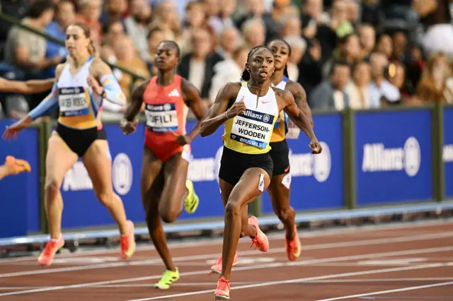 Melissa Jefferson-Wooden wins the 100m