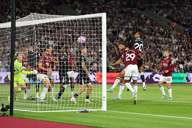 Joao Pedro of Chelsea scores his team's first goal during the Premier League match between West Ham United and Chelsea at London Stadium on August 22, 2025 in London, England.