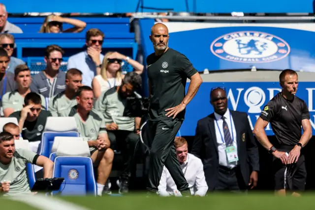 Head Coach Enzo Maresca of Chelsea during the Premier League match between Chelsea and Crystal Palace at Stamford Bridge on August 17, 2025 in London, England.