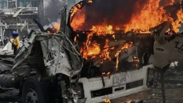 Verified footage showed a burning lorry at the scene of the attack in Cali