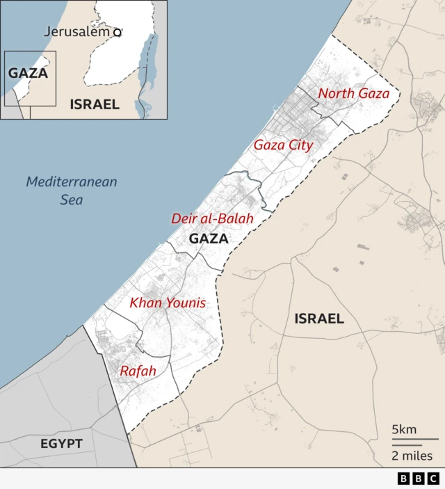 Map shows Gaza districts