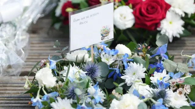 A floral tribute in Shoreham.