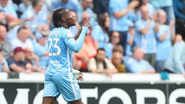 Brandon Thomas-Asante celebrates for Coventry