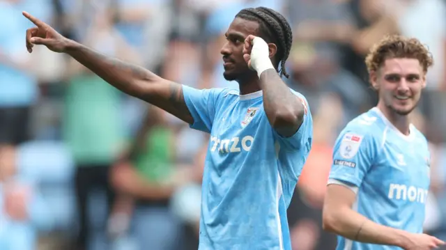 Haji Wright celebrates for Coventry