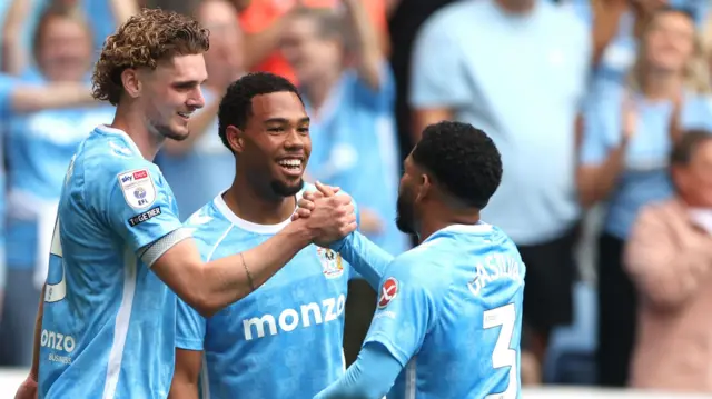 Jack Rudoni celebrates for Coventry