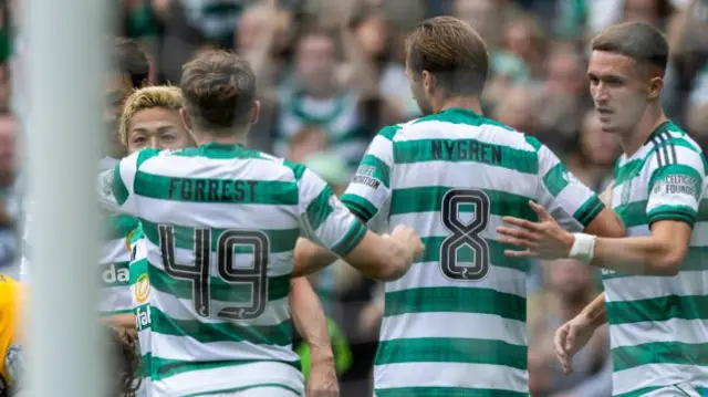 Celtic players celebrating