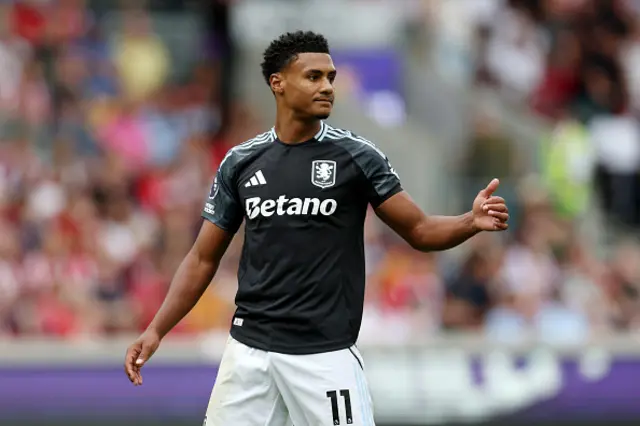 Ollie Watkins of Aston Villa reacts after a missed chance