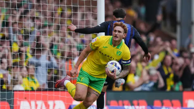 Josh Sargent celebrates for Norwich