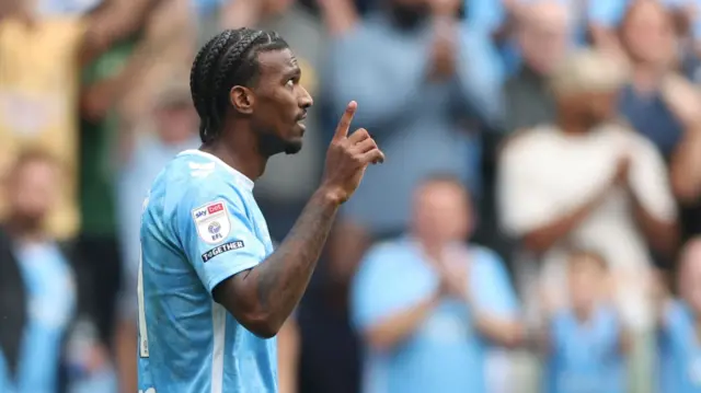 Haji Wright celebrates for Coventry