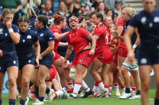 Wales players celebrate