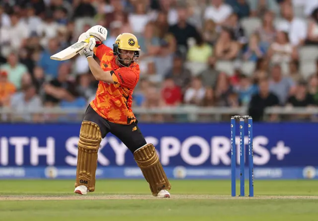 Ben Duckett of Birmingham Phoenix bats during the The Hundred match between Manchester Originals Men and Birmingham Phoenix Men at Emirates Old Trafford on August 24, 2025 in Manchester, England.
