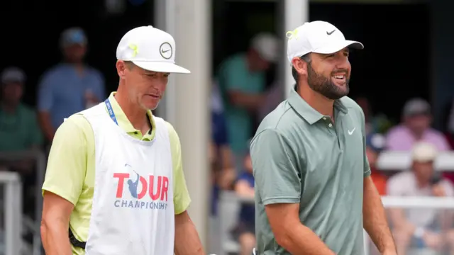 Scottie Scheffler with caddie Ted Scott