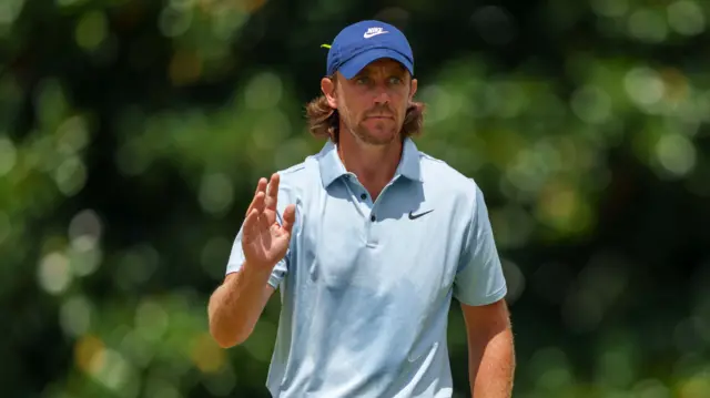 Tommy Fleetwood acknowledges supporters at the Tour Championship