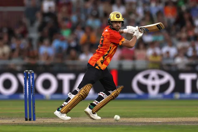 Joe Clarke of Birmingham Phoenix bats during the The Hundred match between Manchester Originals Men and Birmingham Phoenix Men at Emirates Old Trafford on August 24, 2025 in Manchester, England.