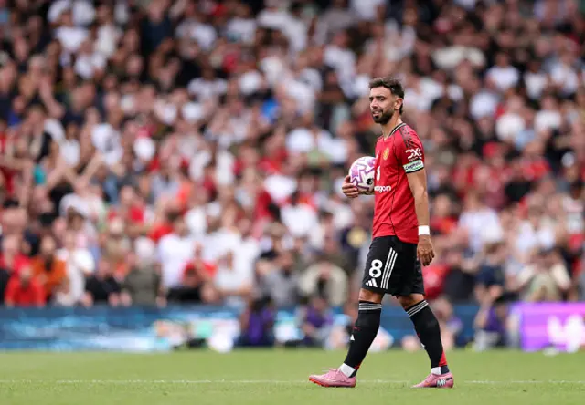 Bruno Fernandes of Manchester United looks on