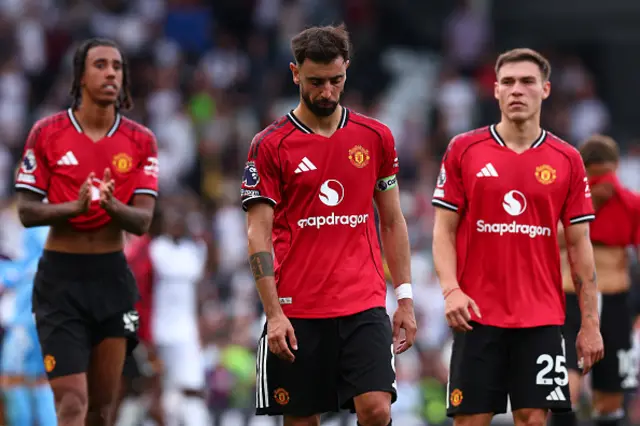 A dejected Bruno Fernandes of Manchester Utd after the 1-1 draw