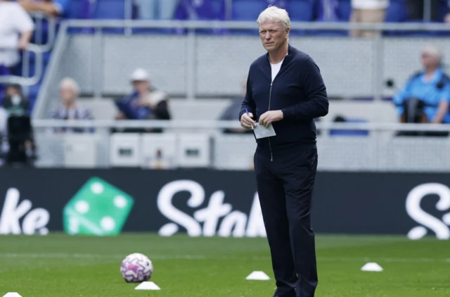 Everton manager David Moyes looks on
