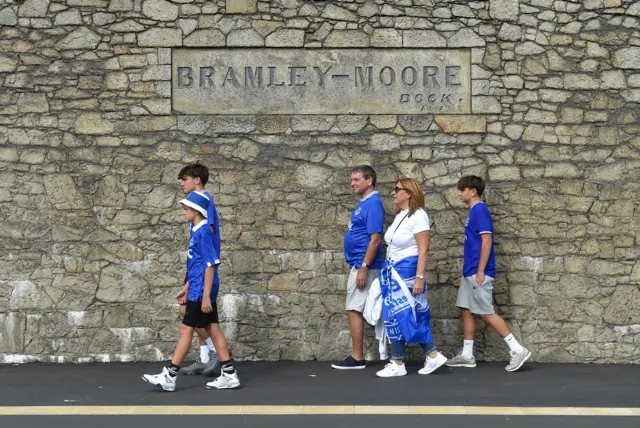 Everton fans arrive at Bramley Moore