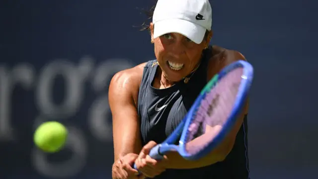 Madison Keys hits a return