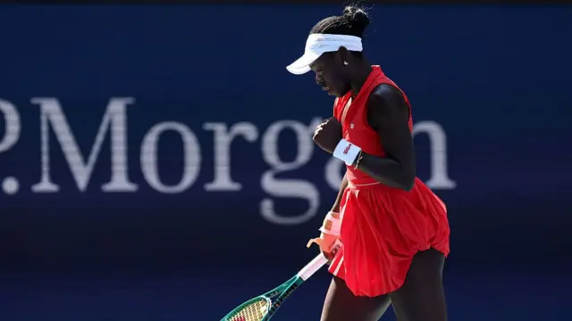 Victoria Mboko of Canada reacts