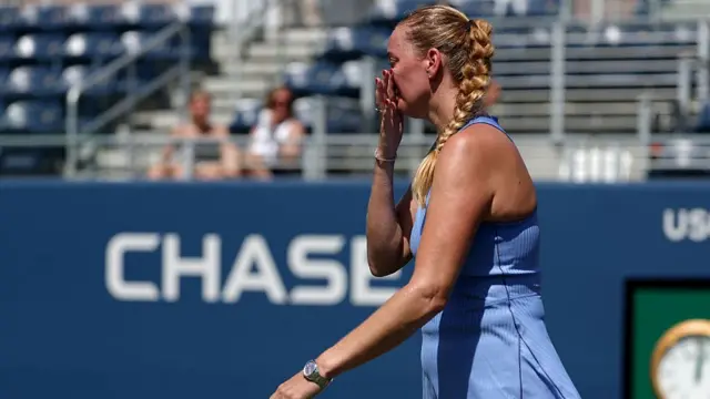 Petra Kvitova reacts after her final US Open match