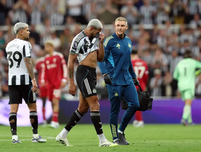 Newcastle United's Joelinton reacts