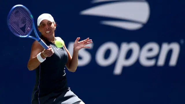 Madison Keys returns a shot