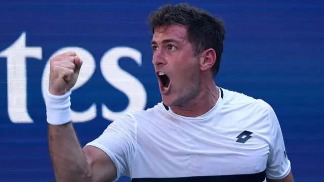 Federico Agustin Gomez of Argentina reacts