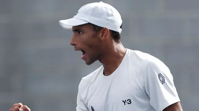 Felix Auger-Aliassime of Canada reacts