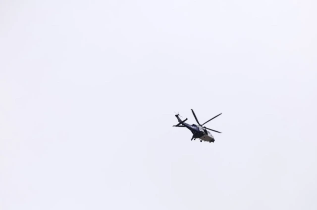 A police helicopter in the sky