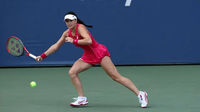 Eva Lys hits a forehand winner