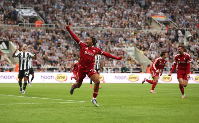 Rio Ngumoha celebrating his winner against Newcastle