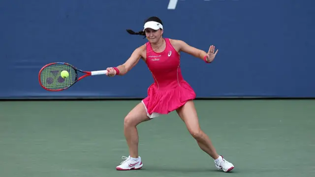 Eva Lys of Germany hits a forehand