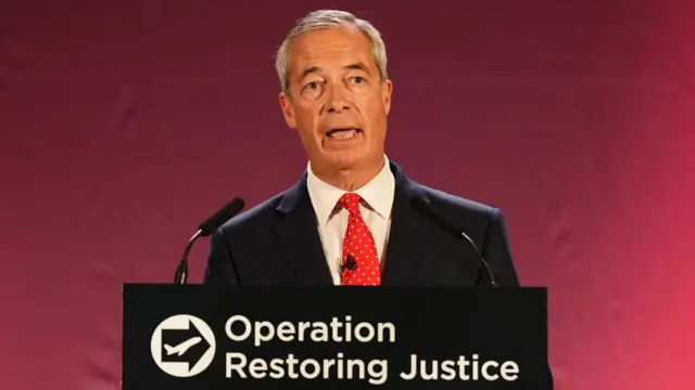 Nigel Farage speaking on Tuesday