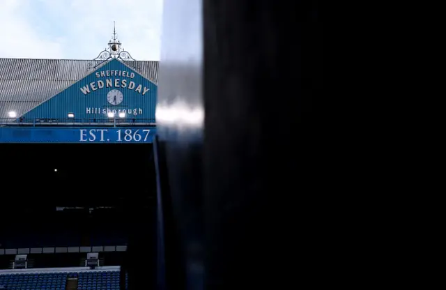 General view inside the stadium showing the historic clock on the South Stand p