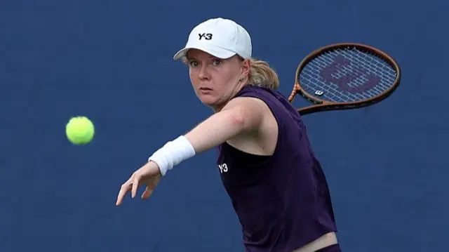 Francesca Jones hits a forehand