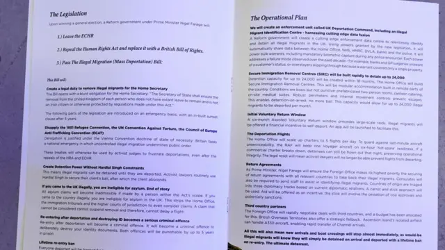 A photograph of two pages from the Reform booklet outlining the party's policy