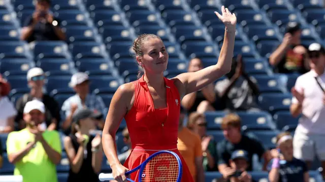 Marta Kostyuk of Ukraine celebrates