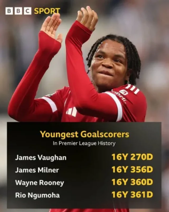Youngest ever Premier League goalscorers graphic