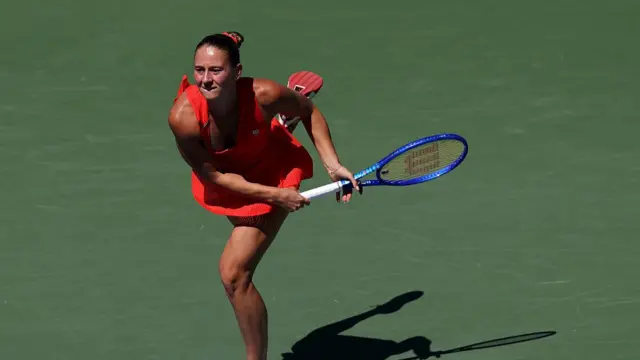 Marta Kostyuk of Ukraine serves