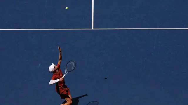 Italy's Jannik Sinner serves