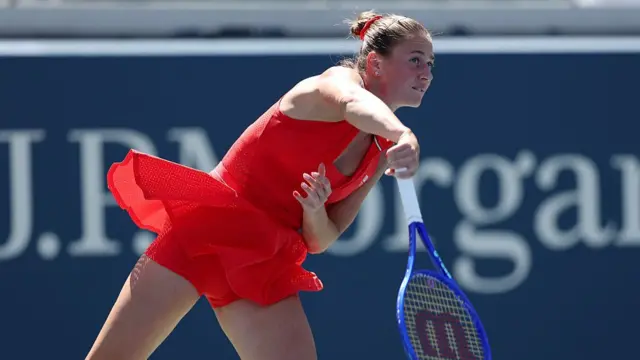 Marta Kostyuk of Ukraine serves