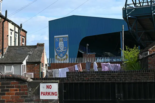 General view inside the stadium showing the historic clock on the South Stand