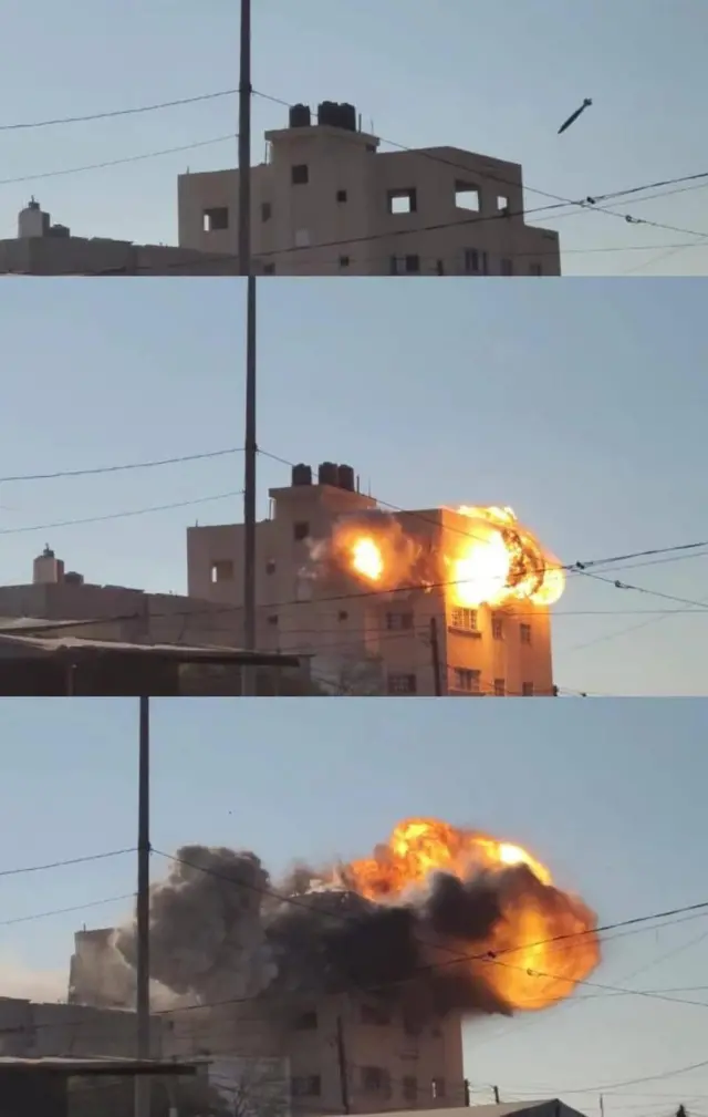 Pictures of a bomb sitting a building