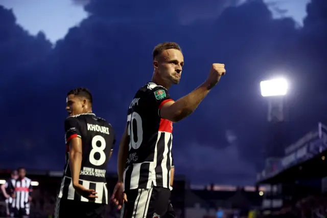 Grimsby Town’s Charles Vernam celebrates