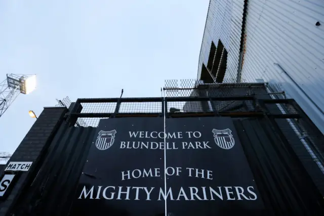 Welcome to Blundell Park sign