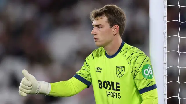 Mads Hermansen in action for West Ham