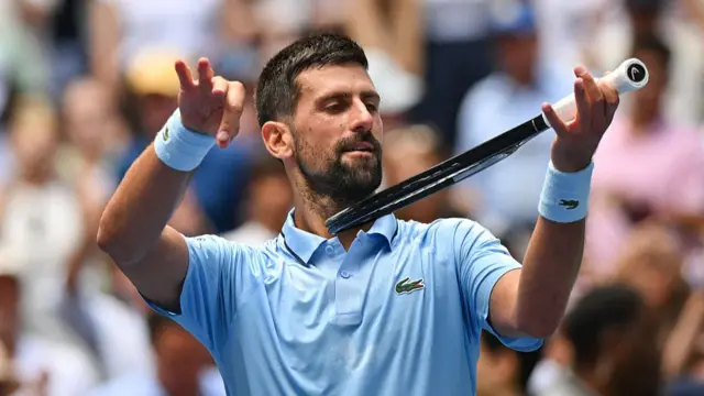 Serbia's Novak Djokovic celebrates his victory