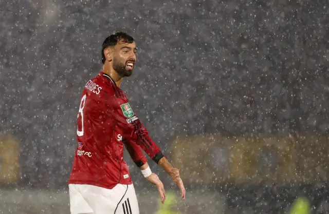 Manchester United's Bruno Fernandes reacts