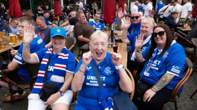 Rangers fans in Bruges